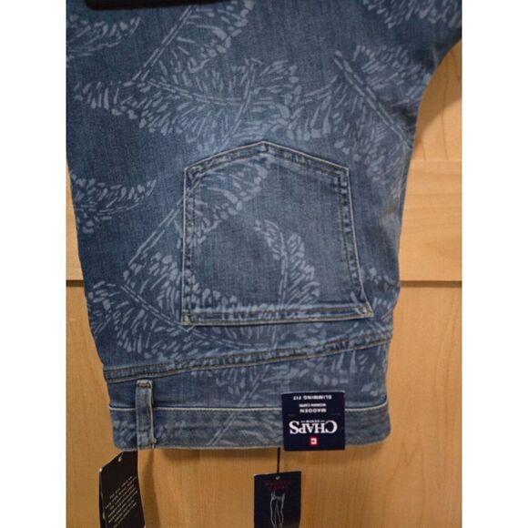 Chaps Womens Denim Capri With Leaf Print Modern Fit Size 18 - Picture 2 of 12
